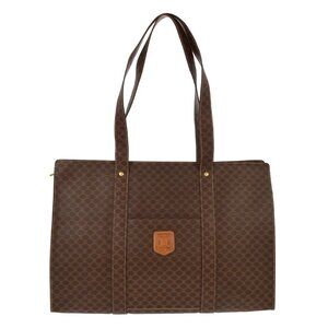 Celine Brown Macadam Shoulder Tote Bag